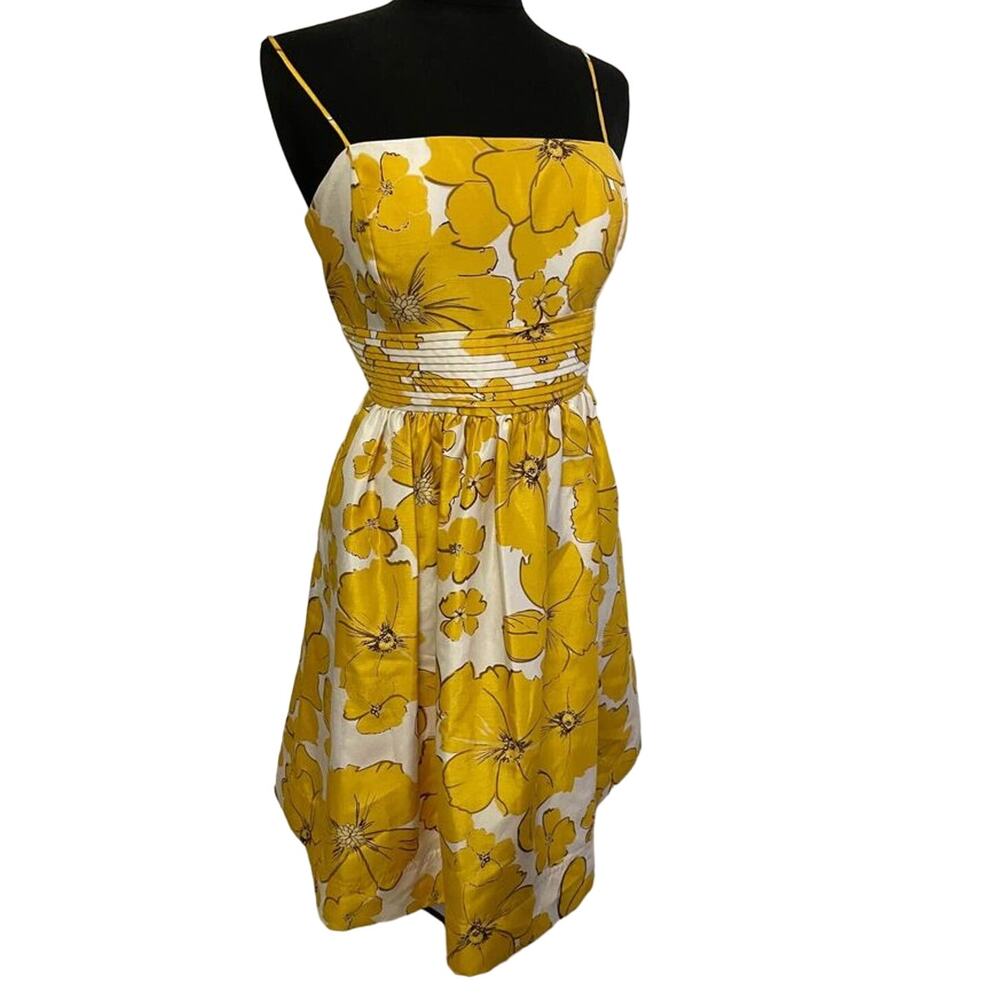 ─୨ৎ─ NWT Eliza J Nordstrom Women Sz 14 Yellow White Floral Dress (1A03- A9II)